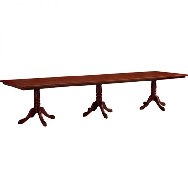 Wood Base Triple Pedestal Base Table